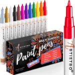 Paint pens for Rock Painting, Stone, Ceramic, Glass, Wood. Set of 12 Acrylic Paint Markers Extra fine tip