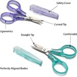 Sharpest and Precise Stainless Steel Curved & Straight Thread Cutting Scissors with Protective Cover Ideal for Embroidery, Quilting, Sewing & Any Crafting - Image 2