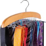 Wooden Tie Hanger Rotating Twirl 24 Ties Organizer Rack Hanger Holder Hook(2-Pack)