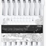 Fineliner Drawing Pen, Set of 8 Pack Ultra Fine Line Drawing Markers, 8 Assorted Tip Sizes, 7 Fine Tip Markers with a Brush Tip, Black Ink for Markers Painting, Valentines Day Card Writing