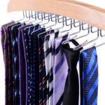 Wooden Tie Hanger Rotating Twirl 24 Ties Organizer Rack Hanger Holder Hook(2-Pack) - Image 2