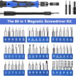 Precision Screwdriver Set, 60 in 1 with 56 Bits Magnetic Screwdriver Kit, Stainless Steel Professional Repair Tools Kit for Phone, Laptop, PC, Camera, Game Console, Glasses, and More Blue - Image 2