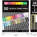 Acrylic Paint Pens 30 Assorted Markers Set 0.7mm Extra Fine Tip for Rock, Glass, Mugs, Porcelain, Wood, Metal, Fabric, Canvas, DIY Projects, Detailing. Non Toxic, Waterbased, Quick Drying. - Image 7