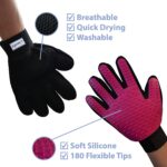 Pet Hair Remover Dog Grooming Glove Cat Brush Fur Removal Groomer Supplies for Short Haired Cats Puppy Dogs Horses Rabbits Massager Silicon Deshedding Mitt Efficient Gift(Pink Right Handed) - Image 2