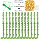 84 FT Artificial Ivy 12 Pack Ivy Vine Garland Ivy Leaves Greenery Garlands Hanging with 100 LED String Light Fake Leaf Plants Faux Green Flowers Decor for Home Kitchen Garden Office Wedding Wall - Image 3