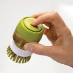 Palm Scrub Soap Dispensing Washing Up Brush with Storage Stand Green - Image 6