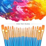 Paint Brushes Set, 2 Pack 20 Pcs Round Pointed Tip Paintbrushes Nylon Hair Artist Acrylic Paint Brushes for Acrylic Oil Watercolor, Face Nail Art, Miniature Detailing & Rock Painting, Blue - Image 2