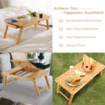 Laptop Tray Desk Bamboo Adjustable Table Foldable Breakfast Serving Right Left Hand Bed Tray Large Size with Leg Cover - Image 6