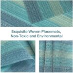 Placemats Set of 4 for Dining Table, Washable Woven Vinyl Placemat Non Slip Heat Resistant Kitchen Table Mats, Easy to Clean(Light Blue) - Image 3