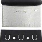 Dough Scraper and Chopper by Checkered Chef. Multi Purpose Pastry Cutter, Icing Smoother, Bench Scraper. Stainless Steel with Plastic Cover.