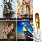 15 pcs Paint Brush Set for Acrylic Oil Watercolor Gouache Painting Includes Pop up Carrying Case with Palette Knife and 2 Sponges - Image 5