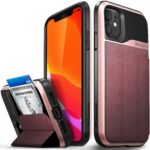 vCommute Wallet Case Compatible with Apple iPhone 11 , (Military Grade Drop Protection) Flip Leather Cover Card Slot Holder with Kickstand Rose Gold(6.1"-inch 2019)
