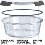 Set of 3 Stackable Glass Round Containers Lunch Box for Food Storage, Freezer, Microwave & Oven Dishwasher Safe, BPA Free Airtight SnapLock Lids(Different Sizes) - Image 5