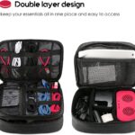 Electronics Travel Organizer Storage Bag, Double Layer Universal Traveling Gear Accessories Carrying Case Pouch for iPad Mini Cables Phone Chargers Adapter Flash Hard Drive and More Black - Image 3