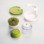 Palm Scrub Soap Dispensing Washing Up Brush with Storage Stand Green - Image 4