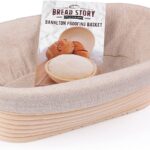 Oval Proofing Basket Set by Bread Story Oval Banneton/Brotform Handmade Unbleached Natural Cane Bread Baking Kit with Cloth Liner + Free Bread Baking Ebook, Course Discount, & Coupon(25x15cm)