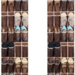 24 Mesh Shoe Storage Pockets Over The Door Hanging Shoe Organizer，Brown(60"x 18") - Image 2