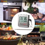 TP 16 Digital Cooking Food Meat Thermometer for Smoker Oven Kitchen Candy BBQ Grill Thermometer Clock Timer with Stainless Steel Temperature Probe, Large LCD Display, Standard, Silver - Image 7