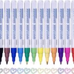Double line Outline Pen Metallic Marker Pen 0.7mm Nylon Tip Colored Art Pen Set Highlighter Pen 12pcs Drawing Painting Pen Journal Pens for Kids Artist Greeting Card DIY Gift