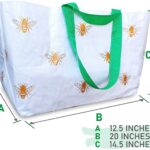 Beach Bag Tote And Reusable Shopping Bag For Women To Carry Towels And Accessories Perfect For Travel Overnight, Swimming or Sport Large Oversized Waterproof With Strong Handles And Zipper Compartment(Gold Bees) - Image 3