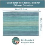 Placemats Set of 4 for Dining Table, Washable Woven Vinyl Placemat Non Slip Heat Resistant Kitchen Table Mats, Easy to Clean(Light Blue) - Image 4