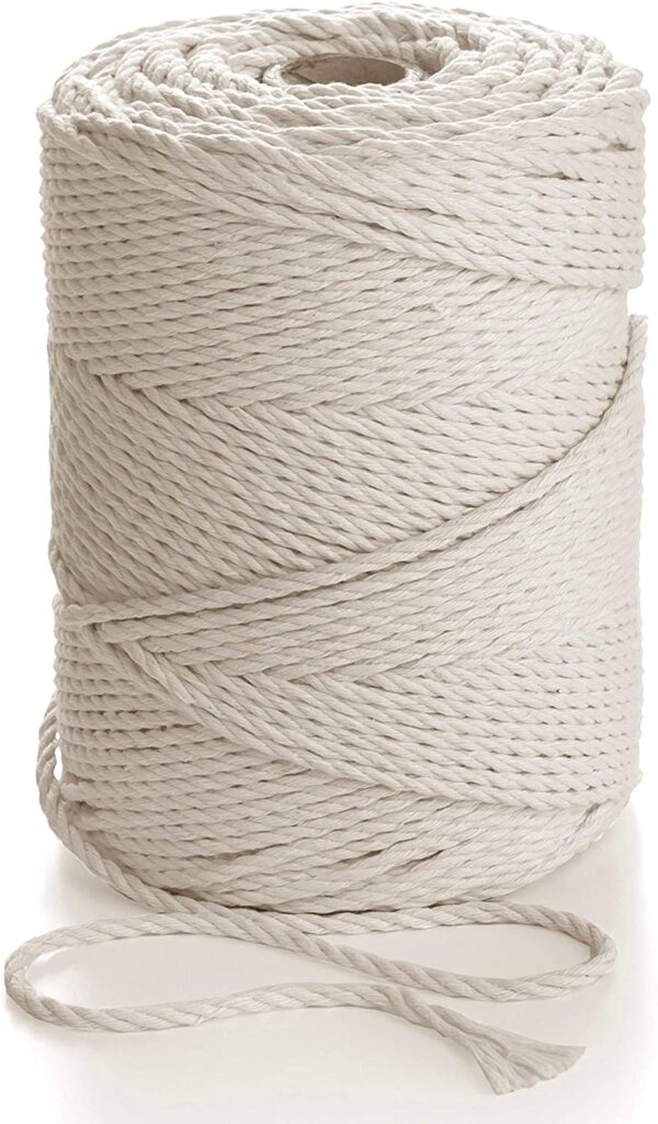 Macrame Rope 3mm * 200m / 4mm * 200m / 5mm * 100m Natural Cotton Cord 3PLY Strong Cotton String Knitting, Crochet, Macramé Handbag, Hanging Basket, Dream Catcher Ivory White(3 mm)