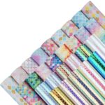 28 Pieces 8x6 Inch Mermaid Scales Faux Leather Sheets for Leather Bows and Earrings Making Include 4 Kinds Mermaid Scales Leather Sheets