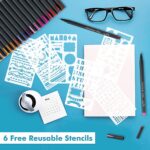 46 Pack Journal Planner Colored Pens, 40 Colors Fineliner Pens with 6 Different Stencils, Perfect Set for Journal Planner Note Calendar Coloring Office School Art Supplies - Image 4