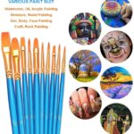 Paint Brushes Set, 2 Pack 20 Pcs Round Pointed Tip Paintbrushes Nylon Hair Artist Acrylic Paint Brushes for Acrylic Oil Watercolor, Face Nail Art, Miniature Detailing & Rock Painting, Blue - Image 3