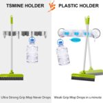 Broom Mop Holder Wall Mount Stainless Steel Wall Mounted Garden Tool Storage Tool Rack Storage & Organization for Your Home,Kitchen,Bathroom,Garage,Closet and Shed(3 Racks 4 Hooks) - Image 4