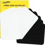 Premium Quality Fabric Iron on Patches Inside & Outside Strongest Glue 100% Cotton Black and White Repair Decorating Kit 12 Pieces Size 3" by 4 1/4"(7.5 cm x 10.5 cm)