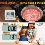 TP 16 Digital Cooking Food Meat Thermometer for Smoker Oven Kitchen Candy BBQ Grill Thermometer Clock Timer with Stainless Steel Temperature Probe, Large LCD Display, Standard, Silver - Image 5