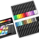 Acrylic Paint Pens 30 Assorted Markers Set 3.0mm Medium TIP for Rock, Glass, Mugs, Porcelain, Wood, Metal, Fabric, Canvas, DIY Projects. Non Toxic, Waterbased, Quick Drying.