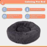 Calming Dog Bed for Cats or Small Medium Dogs Puppy(50cm, Dark Grey) - Image 2