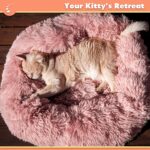 Calming Dog Bed for Cats or Small Medium Dogs Puppy(50cm, Beige Pink) - Image 5