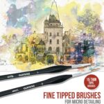Detail Paint Brush Set By Minute Series XVI 15pc Miniature Paint Brush Set With Ergonomic Triangular Handles Precision Paint Brush Set For Acrylic, Watercolour, Oil Art & Face Nail Painting(XVI) - Image 3