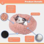 Calming Dog Bed for Cats or Small Medium Dogs Puppy(50cm, Beige Pink) - Image 4