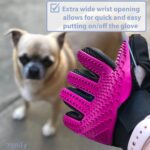Pet Hair Remover Dog Grooming Glove Cat Brush Fur Removal Groomer Supplies for Short Haired Cats Puppy Dogs Horses Rabbits Massager Silicon Deshedding Mitt Efficient Gift(Pink Right Handed) - Image 3