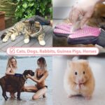 Pet Hair Remover Dog Grooming Glove Cat Brush Fur Removal Groomer Supplies for Short Haired Cats Puppy Dogs Horses Rabbits Massager Silicon Deshedding Mitt Efficient Gift(Pink Right Handed) - Image 4