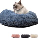 Calming Dog Bed for Cats or Small Medium Dogs Puppy(50cm, Dark Grey)