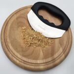 Mezzaluna Chopper with Cutting Board Set Rocker Knife Mincing Knife with Cover and Herb Board Round Wooden Curved Board - Image 2