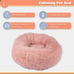 Calming Dog Bed for Cats or Small Medium Dogs Puppy(50cm, Beige Pink) - Image 2