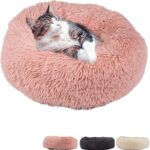 Calming Dog Bed for Cats or Small Medium Dogs Puppy(50cm, Beige Pink)