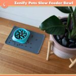Zenify Dog Bowl Slow Feeder Large 500ml Healthy Eating Pet Interactive Feeder with Anti Skid Non Slip Grip Base to Reduce Overeating Bloating Vomiting Obesity for Wet Dry Raw Food and Water(Blue) - Image 2