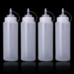 12PK PLASTIC SAUCE BOTTLE WHITE SQUEEZE BOTTLES 360ML CONDIMENT DISPENSER - Image 2