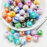 70X 7mm Beads Acrylic Plastic Jewellery Round Mixed Colours Crafts Spacer Loose - Image 3