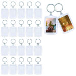 20PCS Keyring Clear Acrylic Photo Key Chain Picture Frame Blanks DIY Rings Gifts