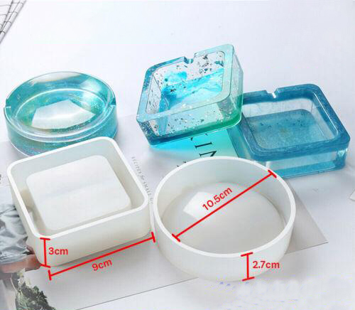 1/2PCS Jewelry Container Ashtray Silicone Mold Resin Epoxy Mould Tool Coaster