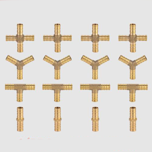 Brass T Piece Y Piece 4 WAY Joiner Fuel Hose Joiner Tee Connector Air Water Gas