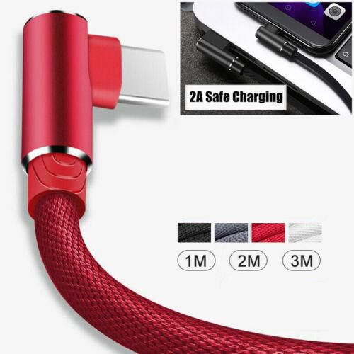 1M 2M 3M 90° Fast Charging Type C USB C Data Sync Charger Cable Cord For Samsung